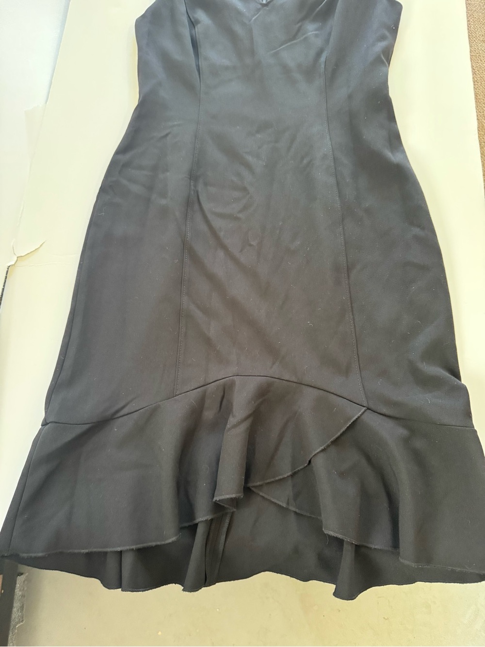 White House Black Market Black Ruffle-Hem Midi Dress - Picture 3 of 6